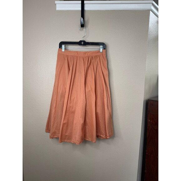 Love‎ 21  Women's Coral Peach Skirt Size M midi skirt cotton pleated zipper - Picture 1 of 7